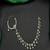 Silver look piercing bridal nath with chain | cz stone indian nose ring
