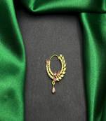 Gold plated cz ruby hoop nose ring|teardrop indian nath