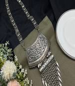 Oxidized silver tribal necklace: boho brass ethnic jewelry