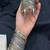 Dual tone oxidized hand cuff bracelet | silver gold tribal statement kada