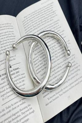 Oxidised silver hand kada bracelet for women|minimal open banjaratribal kada bangle| 2