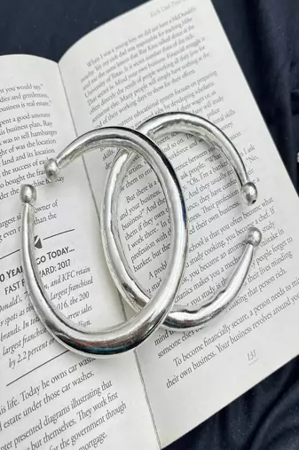 Oxidised silver hand kada bracelet for women|minimal open banjaratribal kada bangle|
