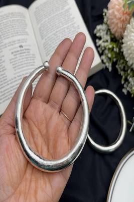 Oxidised silver hand kada bracelet for women|minimal open banjaratribal kada bangle| 4