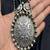 Oxidized silver bird statement necklace, big round tribal pendant