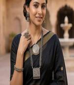 Oxidized silver jewelry set, dual tone indian necklace and earrings