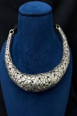 Tribal banjara boho jewelry | oxidized silver chitai choker hasli torque handmade necklace 2
