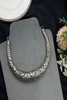 Tribal banjara boho jewelry | oxidized silver chitai choker hasli torque handmade necklace 4
