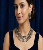 Antique flower jali choker set: handmade brass indian bridal jewelry