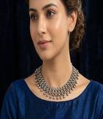 Oxidised silver tribal necklace for women|handmade ethnic indian statement necklace