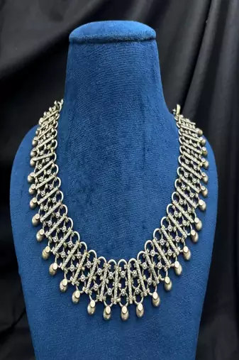 Oxidised silver tribal necklace for women|handmade ethnic indian statement necklace