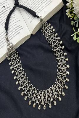 Oxidised silver tribal necklace for women|handmade ethnic indian statement necklace 3