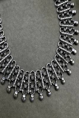 Oxidised silver tribal necklace for women|handmade ethnic indian statement necklace 4