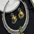 Oxidised silver hasli necklace set with golden jhumka pendant|kundan studded traditional indian bridal choker