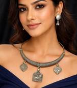 Vintage banjara oxidized silver necklace set | tribal boho choker