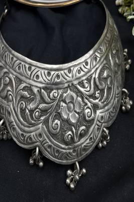 Oxidized silver choker necklace | handmade tribal rajasthani jewelry 1