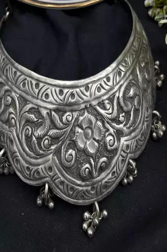 Oxidized silver choker necklace | handmade tribal rajasthani jewelry