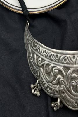 Oxidized silver choker necklace | handmade tribal rajasthani jewelry 3