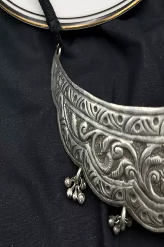 Oxidized silver choker necklace | handmade tribal rajasthani jewelry
