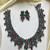 Emerald green ruby red oxidized silver necklace set, indian jewelry choker with earrings,