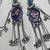 Purple enamel bird earrings with sahare hair chain, oxidized silver bahubali jhumka