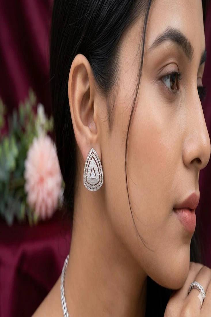 Trillion cut diamond stud earrings,geometric studs, triangle wedding minimalist statement studs