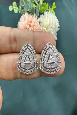 Trillion cut diamond stud earrings,geometric studs, triangle wedding minimalist statement studs 2