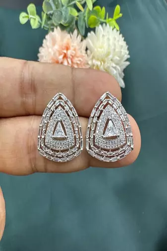 Trillion cut diamond stud earrings,geometric studs, triangle wedding minimalist statement studs