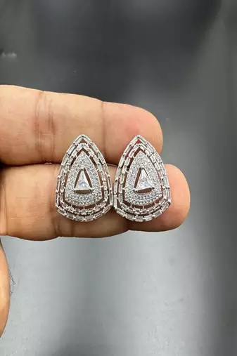 Trillion cut diamond stud earrings,geometric studs, triangle wedding minimalist statement studs