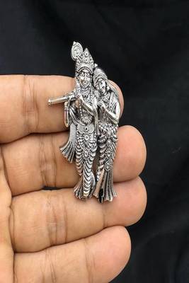 Oxidised radha krishna finger ring | silver look adjustable statement ring | hindu god jewelry 3
