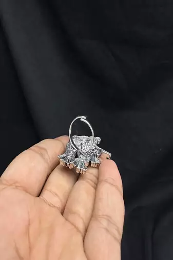 Oxidised radha krishna finger ring | silver look adjustable statement ring | hindu god jewelry