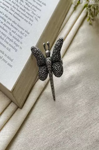 Oxidized silver butterfly ring: adjustable boho statement jewelry