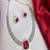 Cz ruby necklace & earrings set: bridal statement jewelry