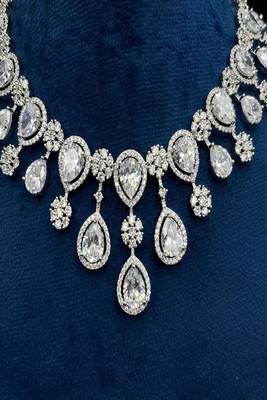 Sparkly teardrop cz bridal jewelry set: silver wedding necklace & earrings 5