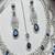 Blue stone indian bridal jewelry set: silver kundan necklace, earrings, maangtika