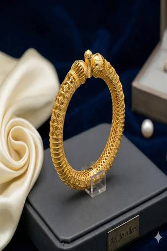 22k gold-plated filigree kada bracelet|traditional indian bridal bangle