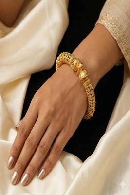 22k gold-plated filigree kada bracelet|traditional indian bridal bangle 2