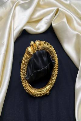 22k gold-plated filigree kada bracelet|traditional indian bridal bangle 3