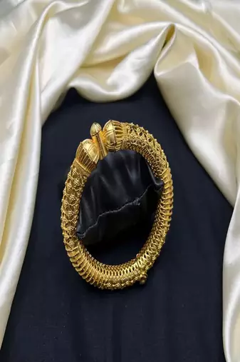 22k gold-plated filigree kada bracelet|traditional indian bridal bangle