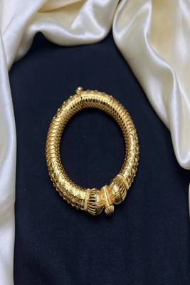 22k gold-plated filigree kada bracelet|traditional indian bridal bangle 4