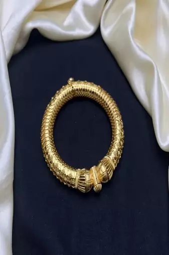 22k gold-plated filigree kada bracelet|traditional indian bridal bangle