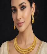 22k gold plated indian bridal choker necklace earrings set: traditional temple jewelry