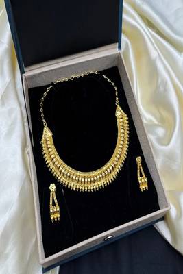 22k gold plated indian bridal choker necklace earrings set: traditional temple jewelry 4