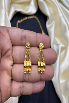 22k gold plated indian bridal choker necklace earrings set: traditional temple jewelry 5