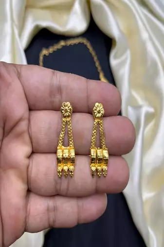 22k gold plated indian bridal choker necklace earrings set: traditional temple jewelry