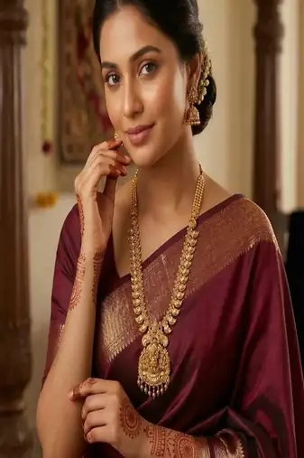 Antique gold temple jewelry set|ganesh lakshmi haram necklace, jhumka earrings