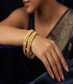 Intricate 22k gold plated antique bangles|traditional indian bridal filigree bracelet set
