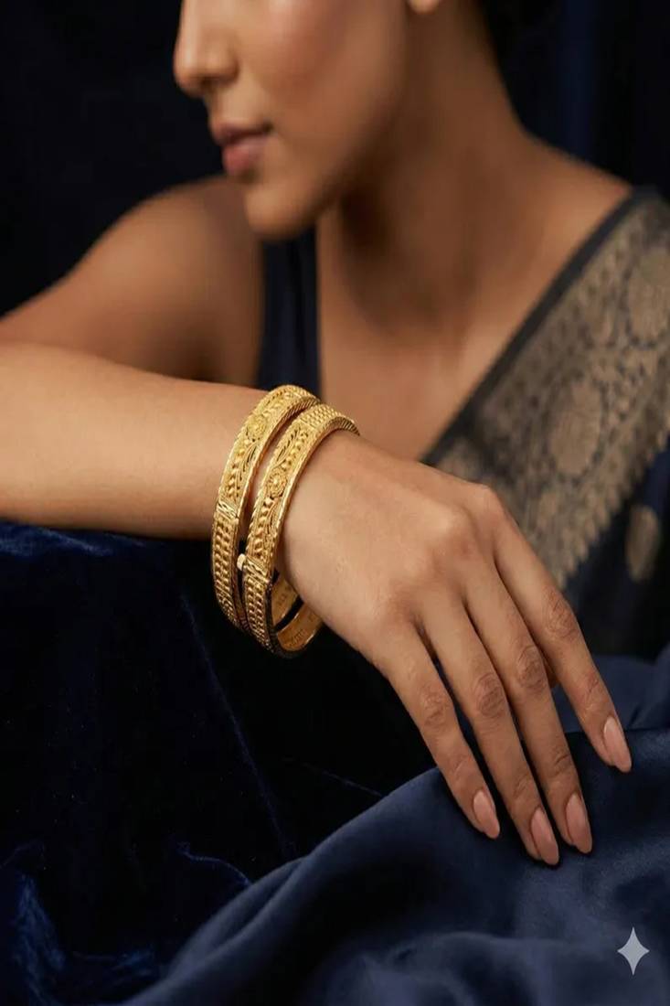 Intricate 22k gold plated antique bangles|traditional indian bridal filigree bracelet set