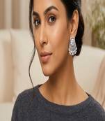 Art deco statement earrings, silver chandelier bridal earrings,cubic zirconia drop studs