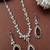 Red doublet pendant necklace set: american diamond cz silver plated party jewelry