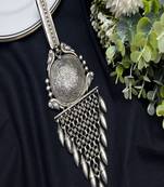 Oxidized silver chabi challa waist keychain, indian statement kamar satka boho mandala hip ornament